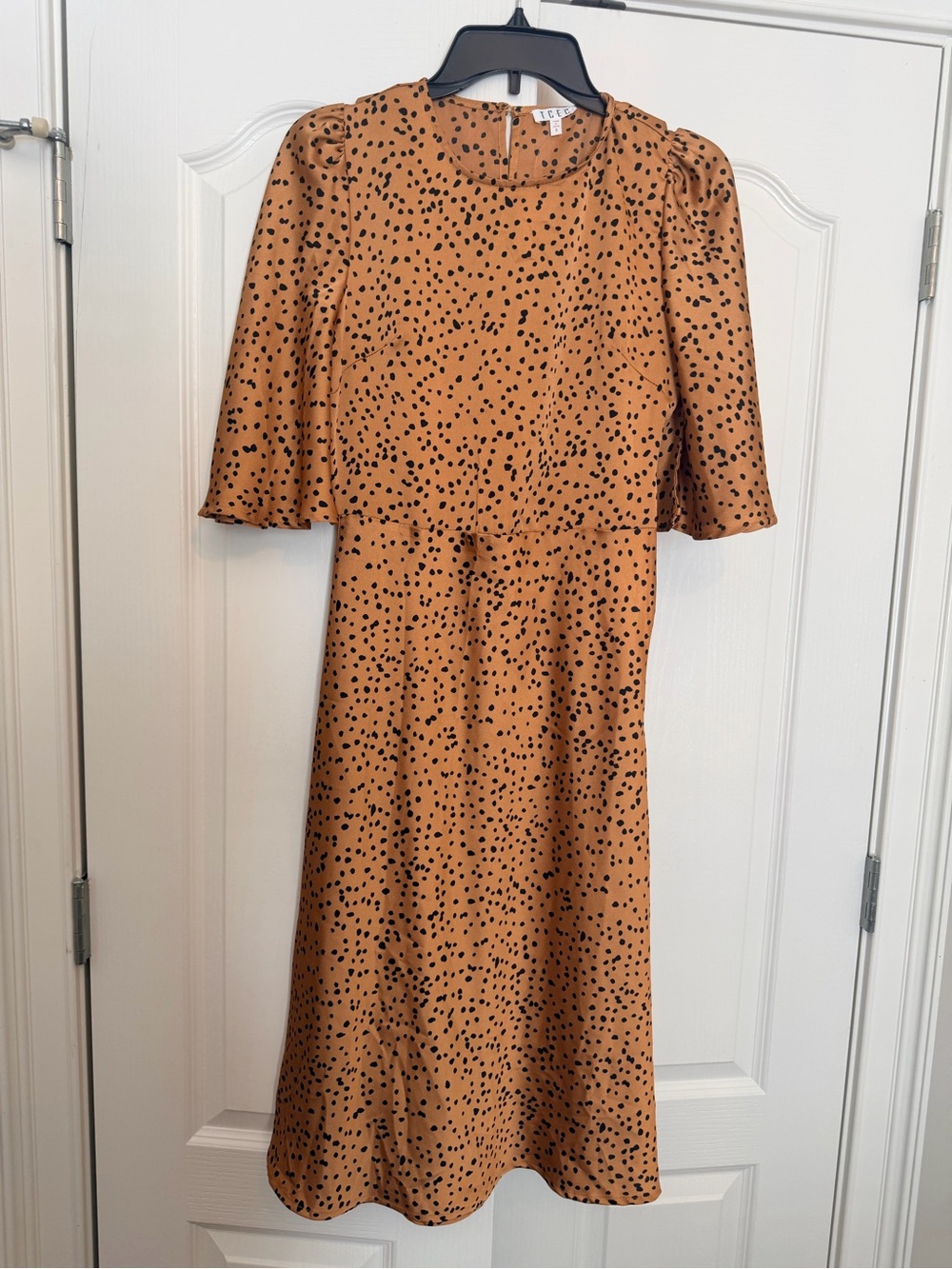 Women's Tan Polka Dot Midi Dress - NWT